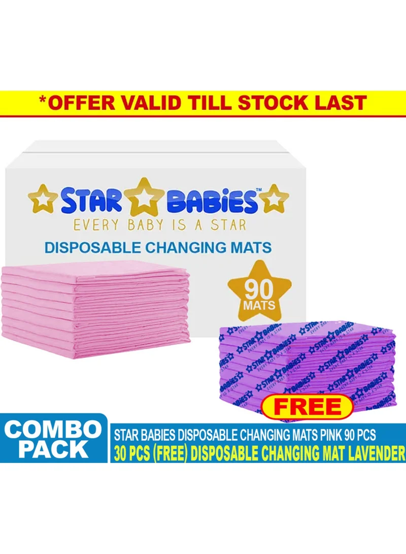STAR BABiES Disposable Changing Mats Large 45 X 60Cm Pack Of 90 Pink